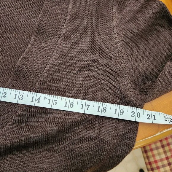 Pink Cattlelac Women Brown Open Long Sleeve Belted Western Cardigan Sweater sz S - Picture 7 of 10